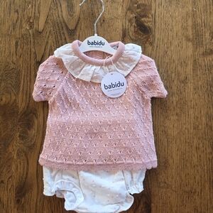 Babidu Pink Knit Baby Set
